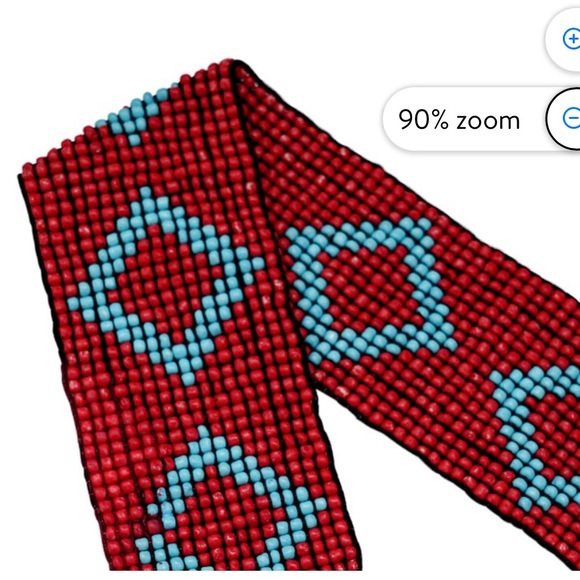 LC Women Handcrafted Orange Seed Beaded Stretch Belt with Wooden Buckle - Picture 4 of 9